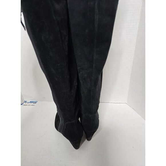 Via Spiga Black Suede Knee High Wedge Riding Boots - Picture 3 of 16